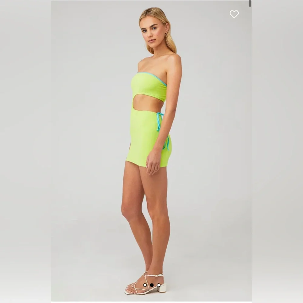 Frankie's Bikinis Lime Green Renee Terry Dress NWOT